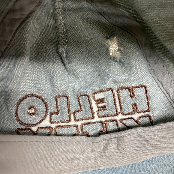 Hello Kitty Distressed Hat Cap Strap Back Blue Sanrio Embroidered Spell Out - Picture 14 of 14